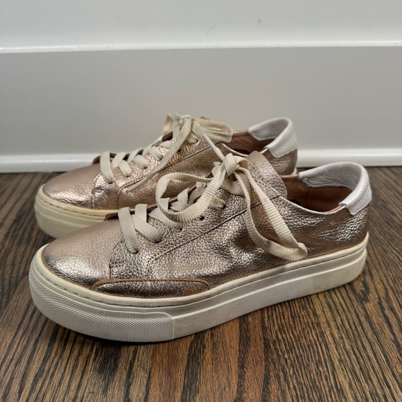 Soludos Ibiza low top metallic leather lace up sneakers size 7.5 - Picture 4 of 8